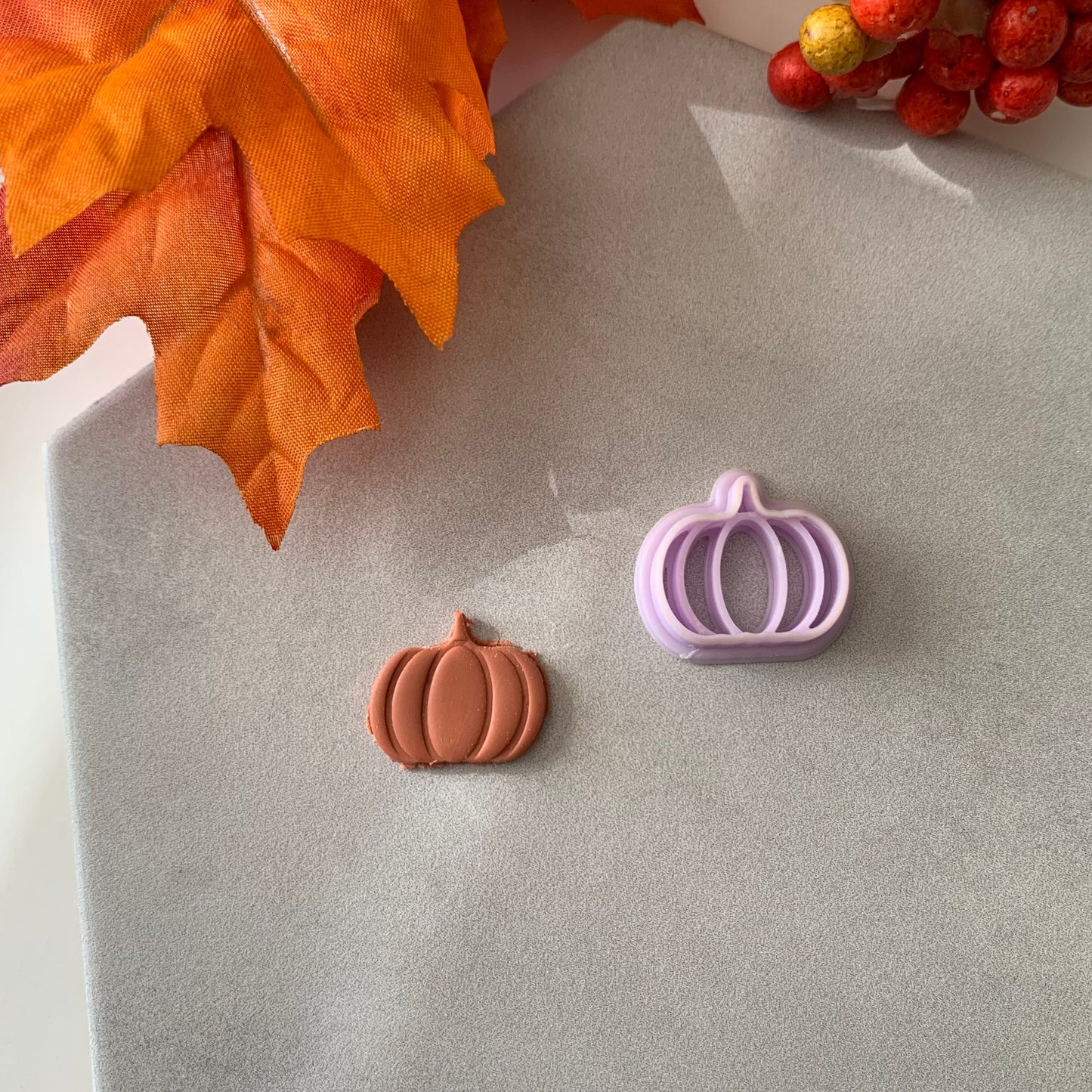 Pumpkin Polymer clay cutter, purple clay cutter