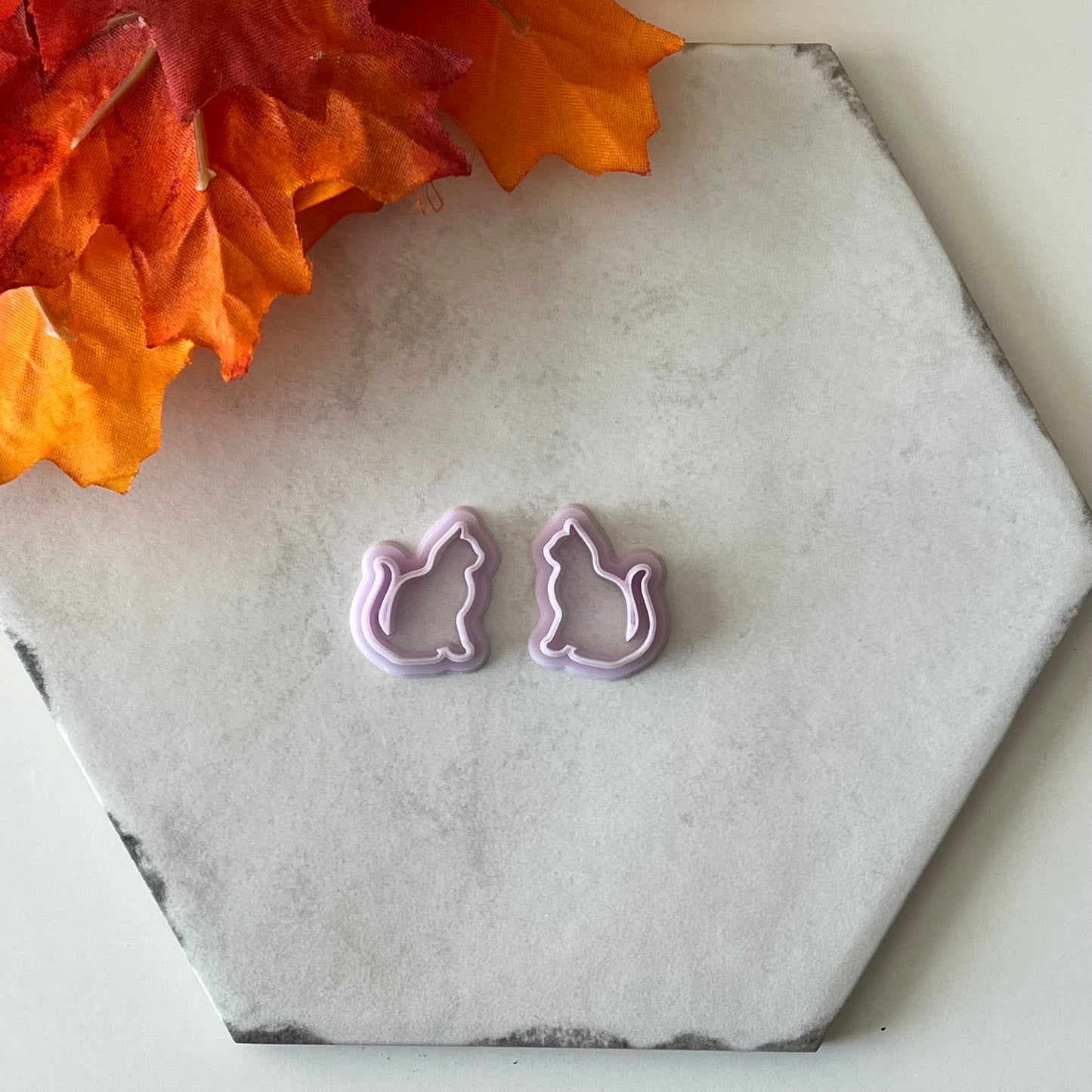 Mirrored Cat Cutter (set) | 0.75"-1.25" | Fall Polymer Clay Autumn Clay Cutters Fall Scary Halloween Earrings Autumn Clay Cutters