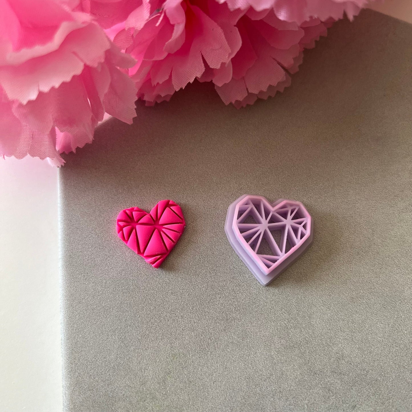 Embossed Geometric Heart Cutter | 0.75"-1.25" | Polymer Clay Cutter Earrings Valentines Day