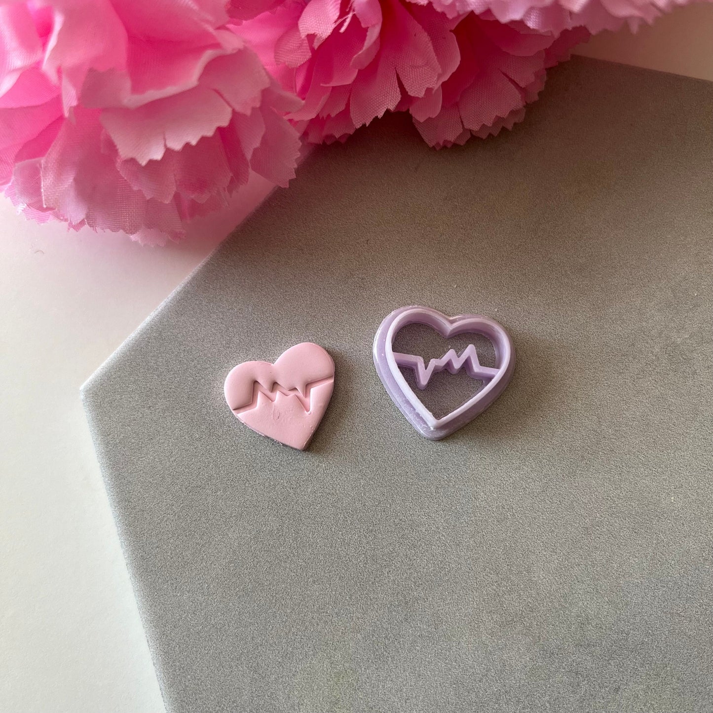 EKG Heart Cutter | 0.75"-1.25" | Polymer Clay Cutter Earrings Valentines Day