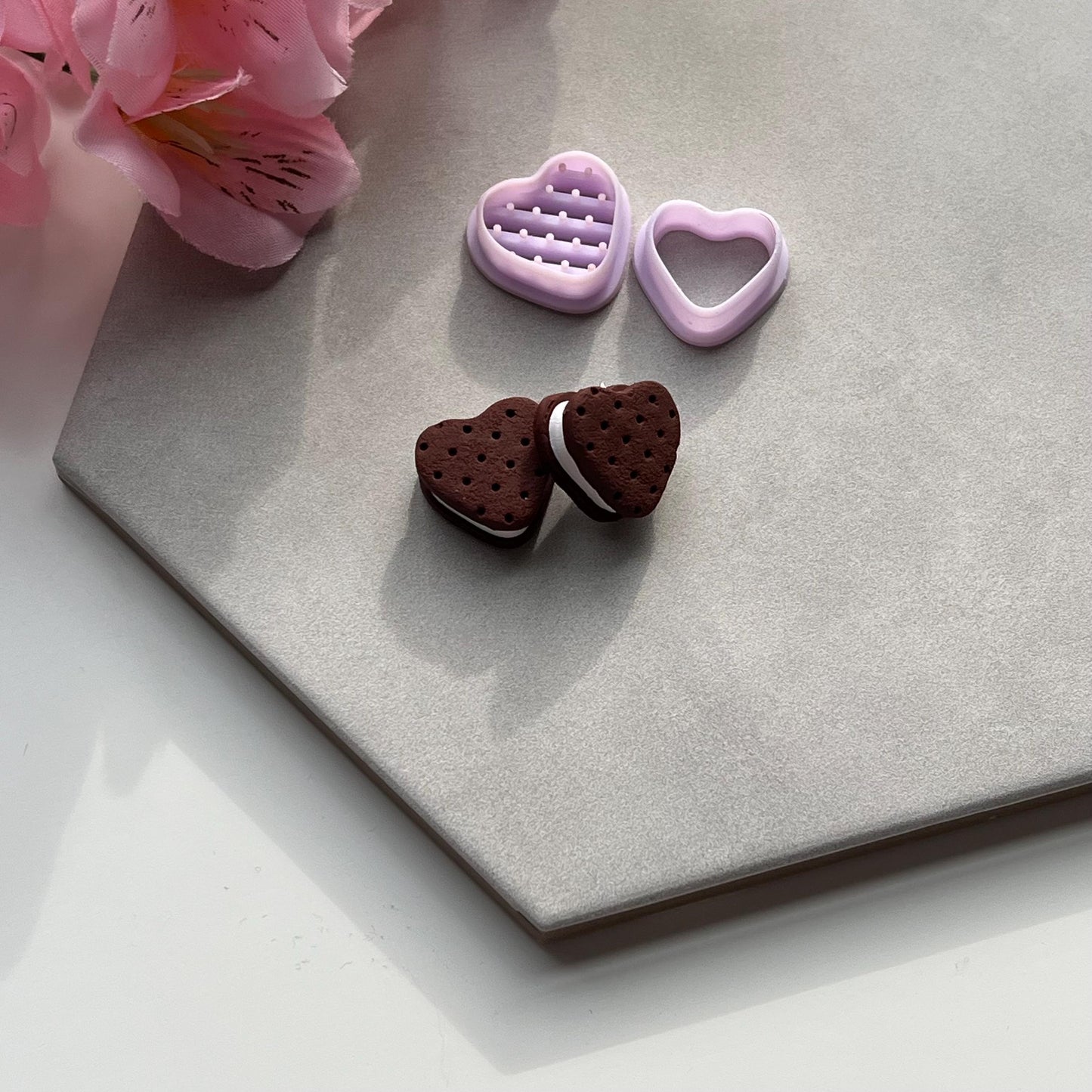 Heart Ice Cream Sandwich Set | 0.75"-1.25" | Polymer Clay Cutter Earrings Valentines Day