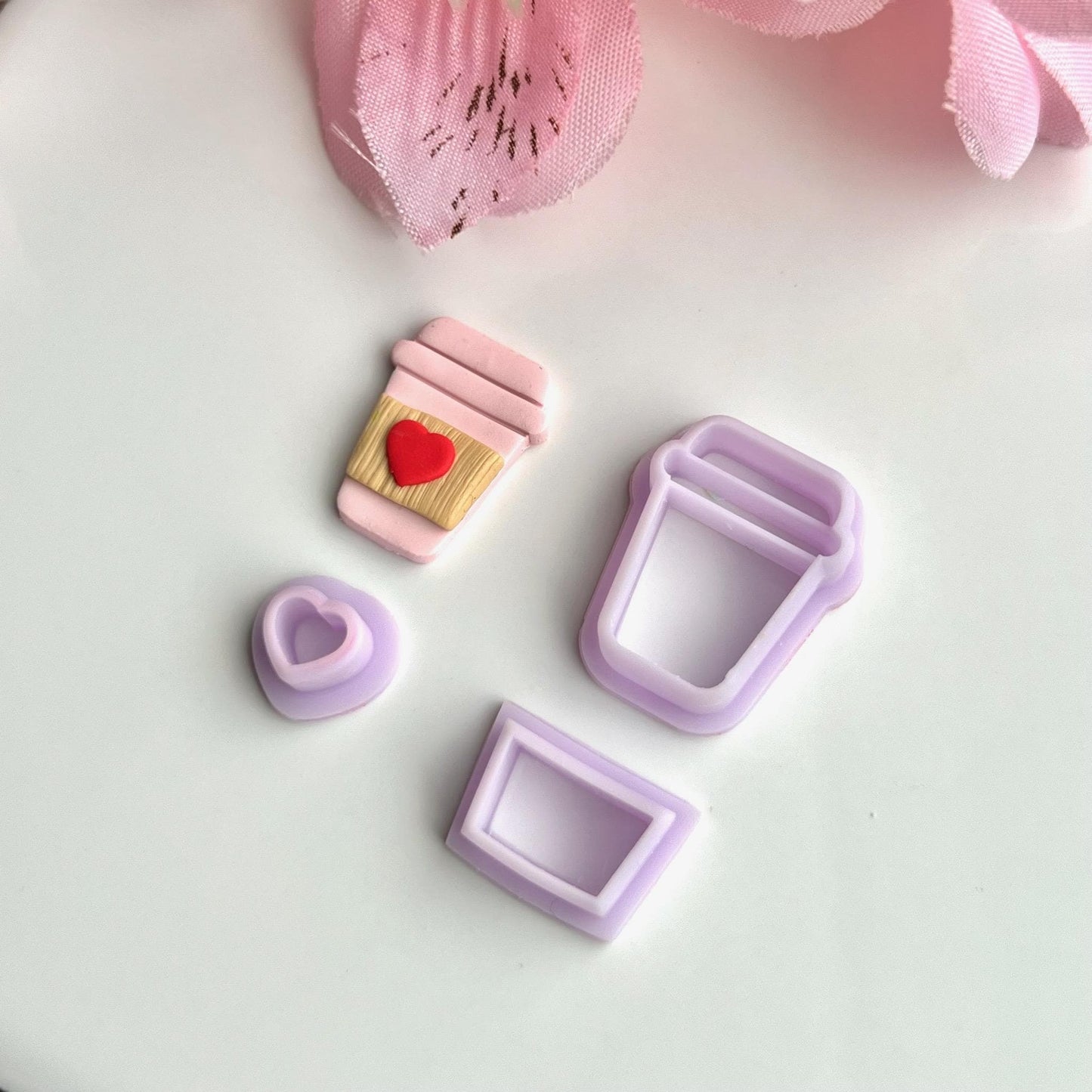Heart Coffee Cup 2 Cutter Set | 0.75"-1.25" | Polymer Clay Cutter Earrings Valentines Day