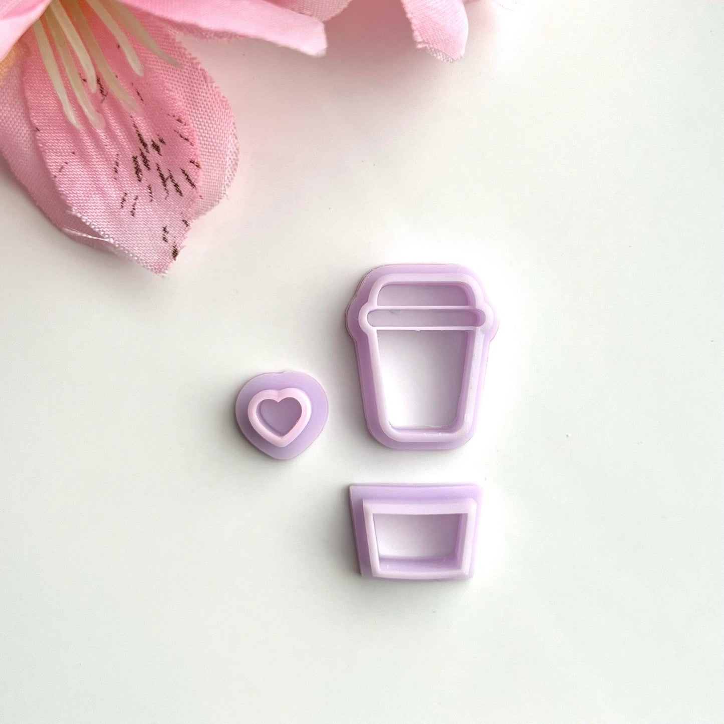 Heart Coffee Cup 2 Cutter Set | 0.75"-1.25" | Polymer Clay Cutter Earrings Valentines Day
