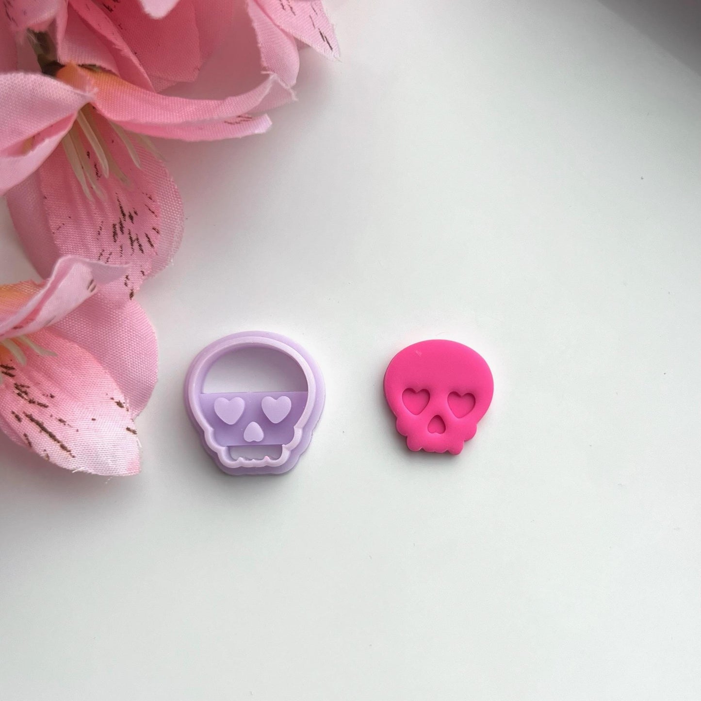 Heart Eye Skull Cutter | 0.75"-1.25" | Polymer Clay Cutter Earrings Valentines Day