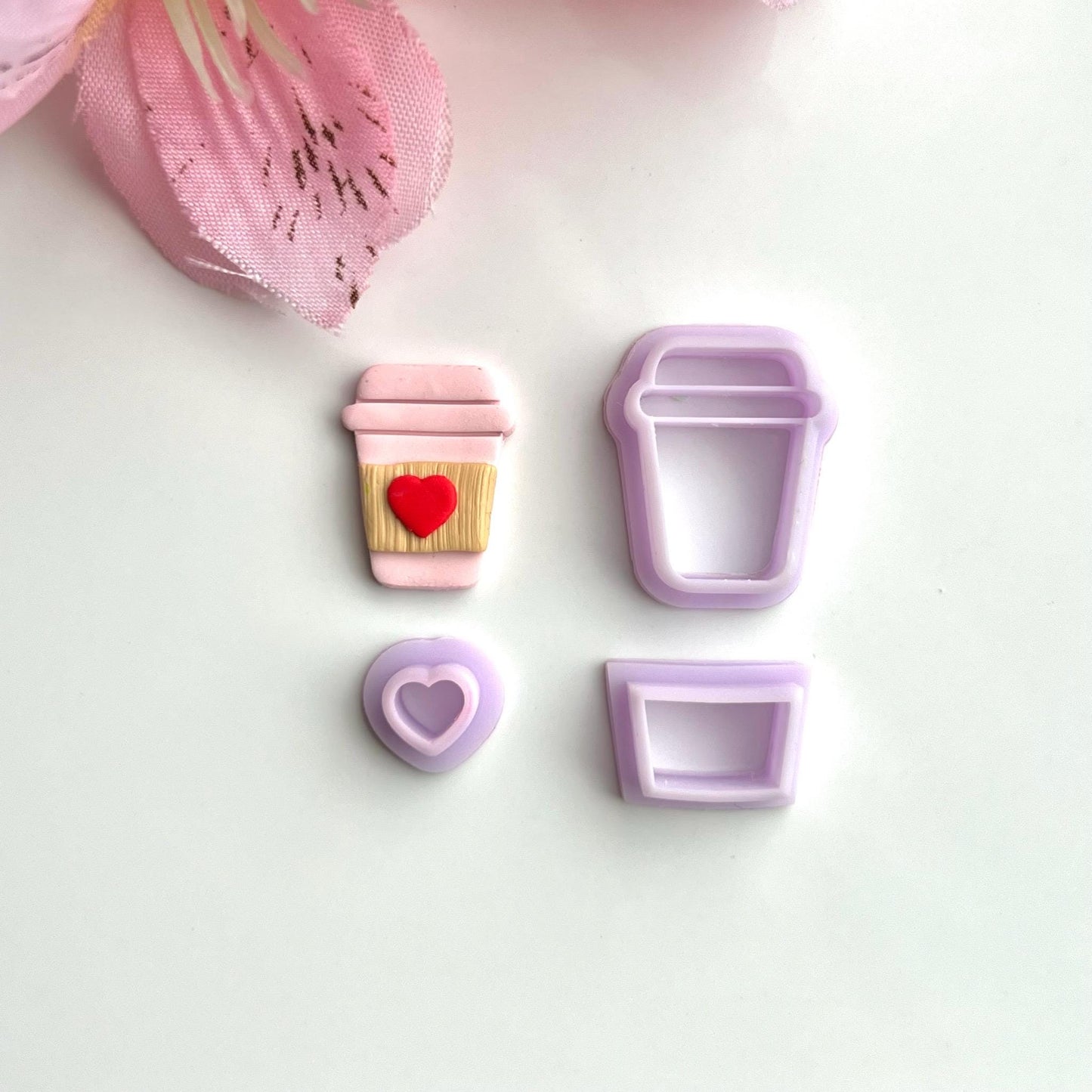 Heart Coffee Cup 2 Cutter Set | 0.75"-1.25" | Polymer Clay Cutter Earrings Valentines Day