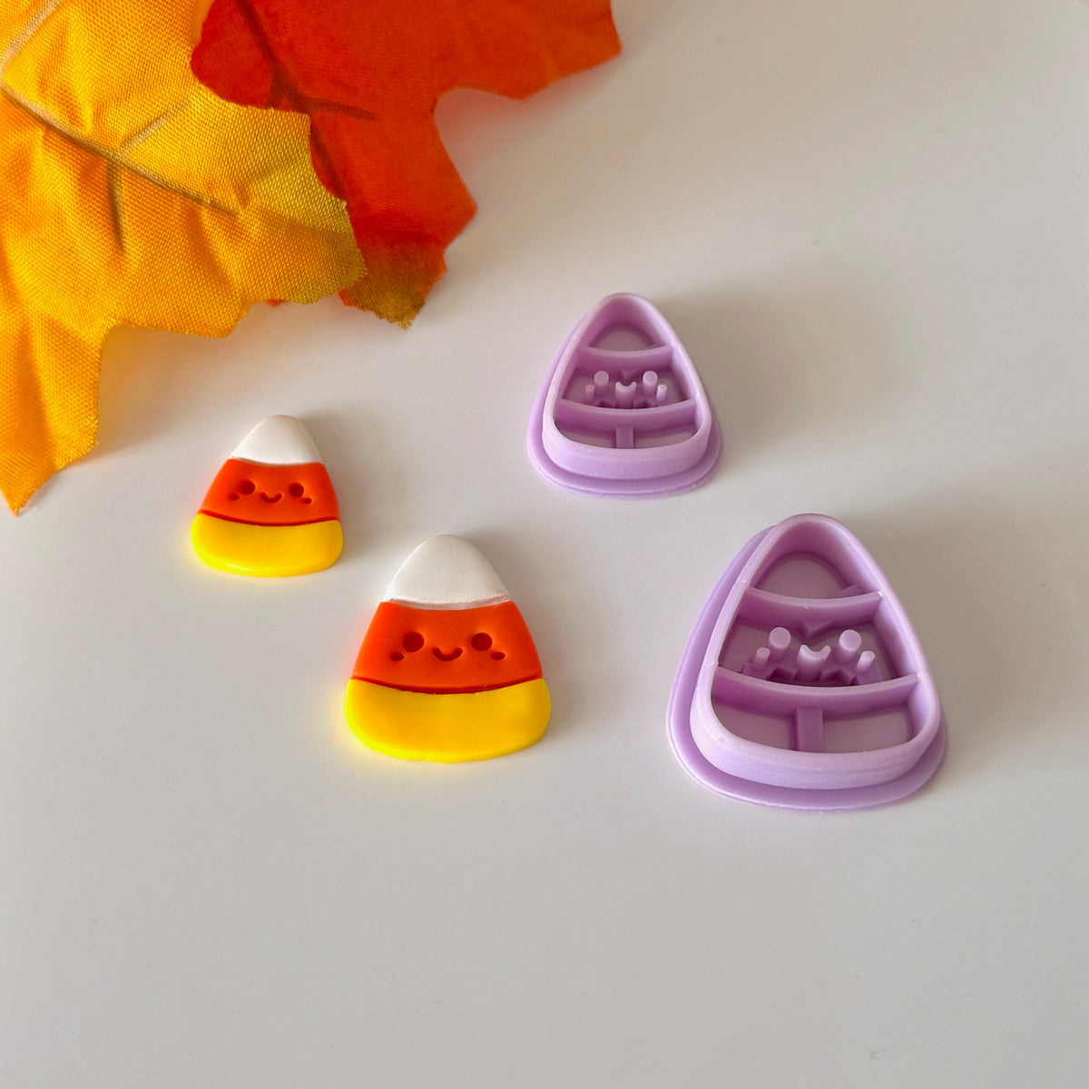 Chubby Candy Corn Face Cutter | 0.75"-1.25" | Polymer Clay Cutter Earrings Halloween