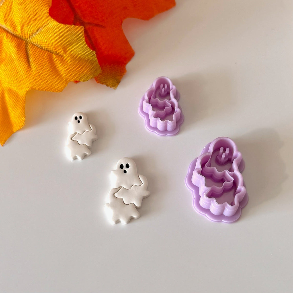 Stacked Ghost Cutter | 0.75"-1.25" | Polymer Clay Cutter Earrings Halloween