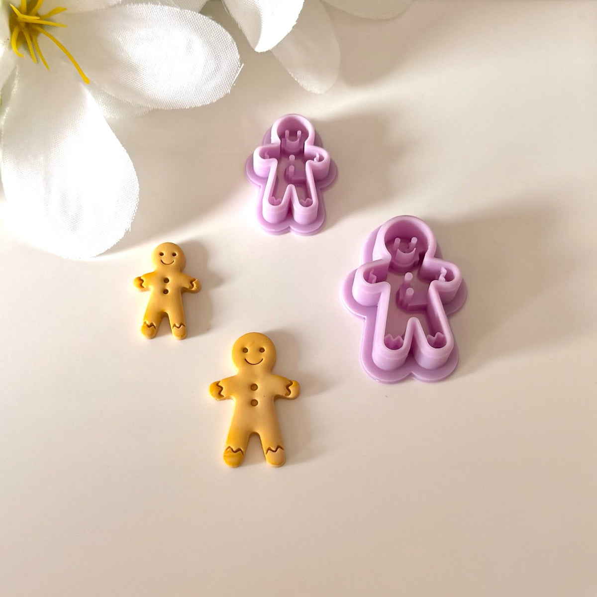 Gingerbread Man No. 3 (Iced) | 0.75"-1.25" | Polymer Clay Cutter Earrings