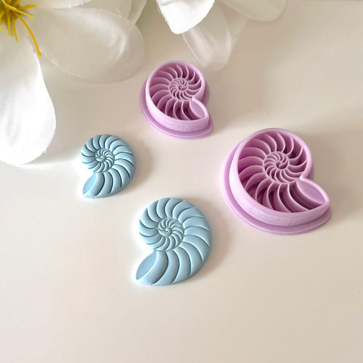 Nautilus Spiral Shell | 0.75"-1.25" | Polymer Clay Cutter Earrings