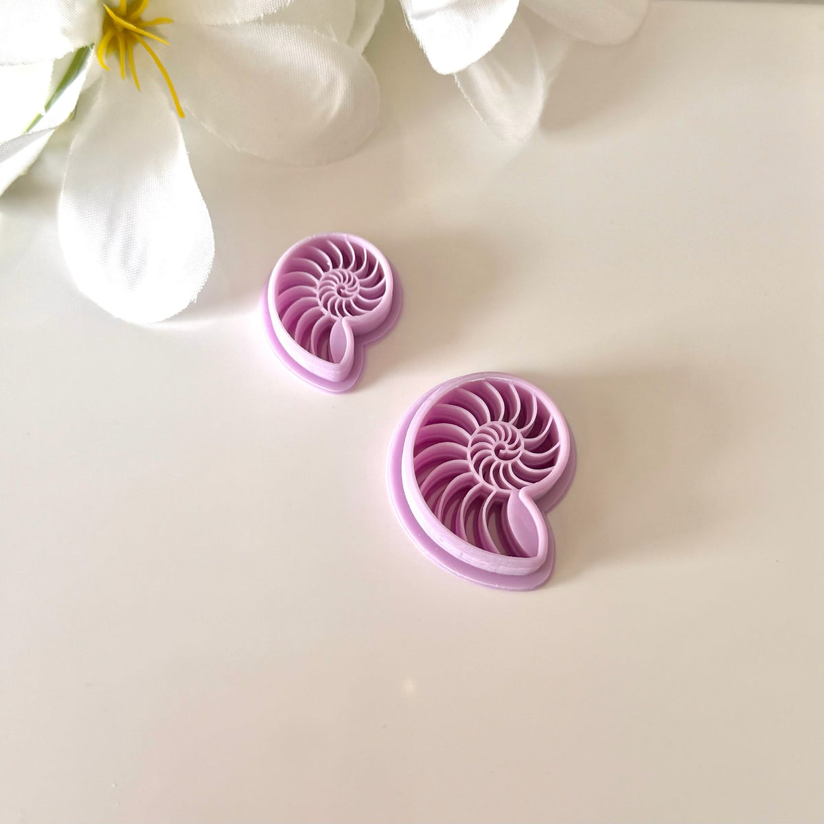 Nautilus Spiral Shell | 0.75"-1.25" | Polymer Clay Cutter Earrings