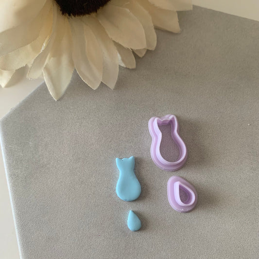 Cat with Dangle Tail Cutter | 0.75"-1.25" | Polymer Clay Cutter Earrings