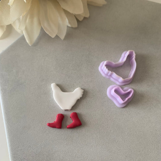 Chicken with Boots Cutter | 0.75"-1.25" | Polymer Clay Cutter