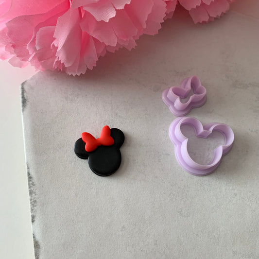 Mouse Head with Bow Cutter | 0.75"-1.25" | Minnie Polymer Clay Cutter