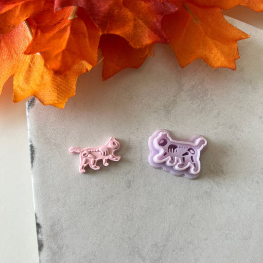 Skeleton Cat Cutter | 0.75"-1.25" | Fall Polymer Clay Autumn Clay Cutters Fall Scary Halloween Earrings Autumn Clay Cutters