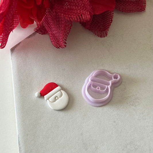 Santa Cutter | 0.75"-1.25" | Winter Polymer Clay Holiday Christmas Earrings