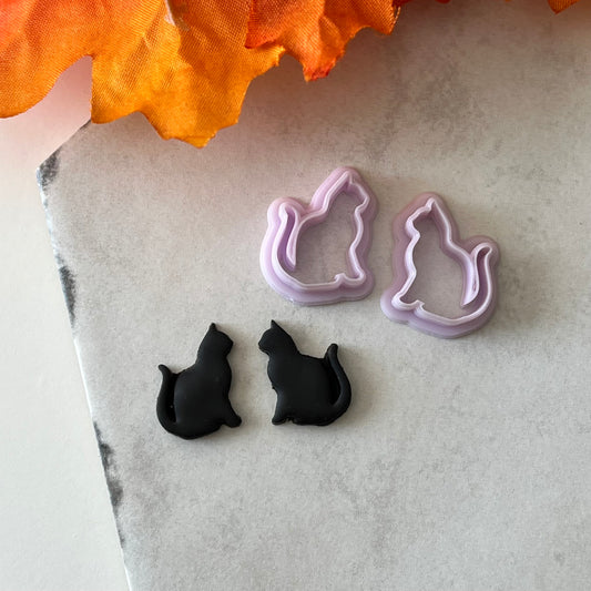 Mirrored Cat Cutter (set) | 0.75"-1.25" | Fall Polymer Clay Autumn Clay Cutters Fall Scary Halloween Earrings Autumn Clay Cutters