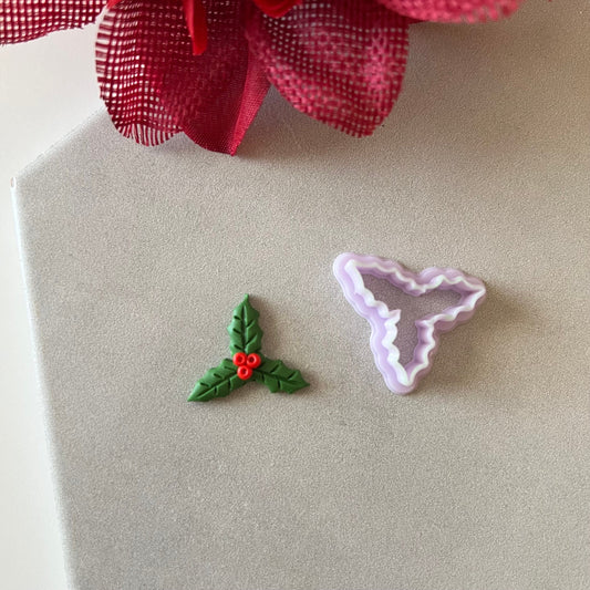Holly Leaf Cutter 3 sided | 0.75"-1.25" | Winter Polymer Clay Holiday Christmas Earrings Autumn Clay Cutters