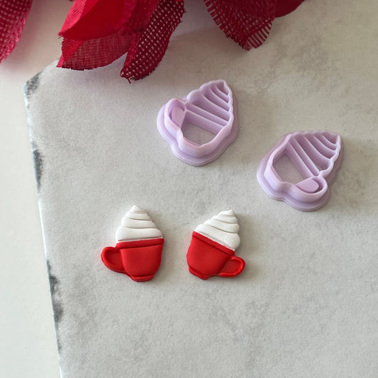 Latte with Cream Cutter Set | 0.75"-1.25" | Winter Polymer Clay Holiday Christmas Earrings Autumn Clay Cutters