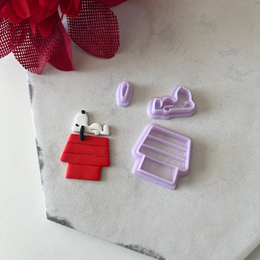 Christmas Dog with House Cutter Set | 0.75"-1.25" | Winter Polymer Clay Holiday Christmas Earrings Autumn Clay Cutters