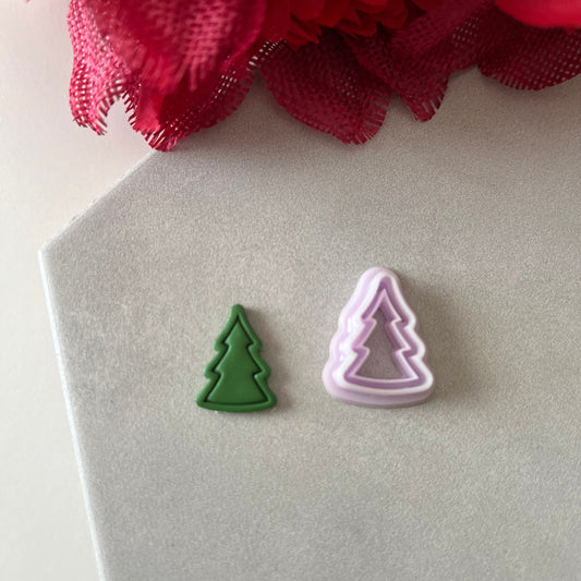 Bordered Christmas Tree Cutter | 0.75"-1.25" | Winter Polymer Clay Holiday Christmas Earrings Autumn Clay Cutters