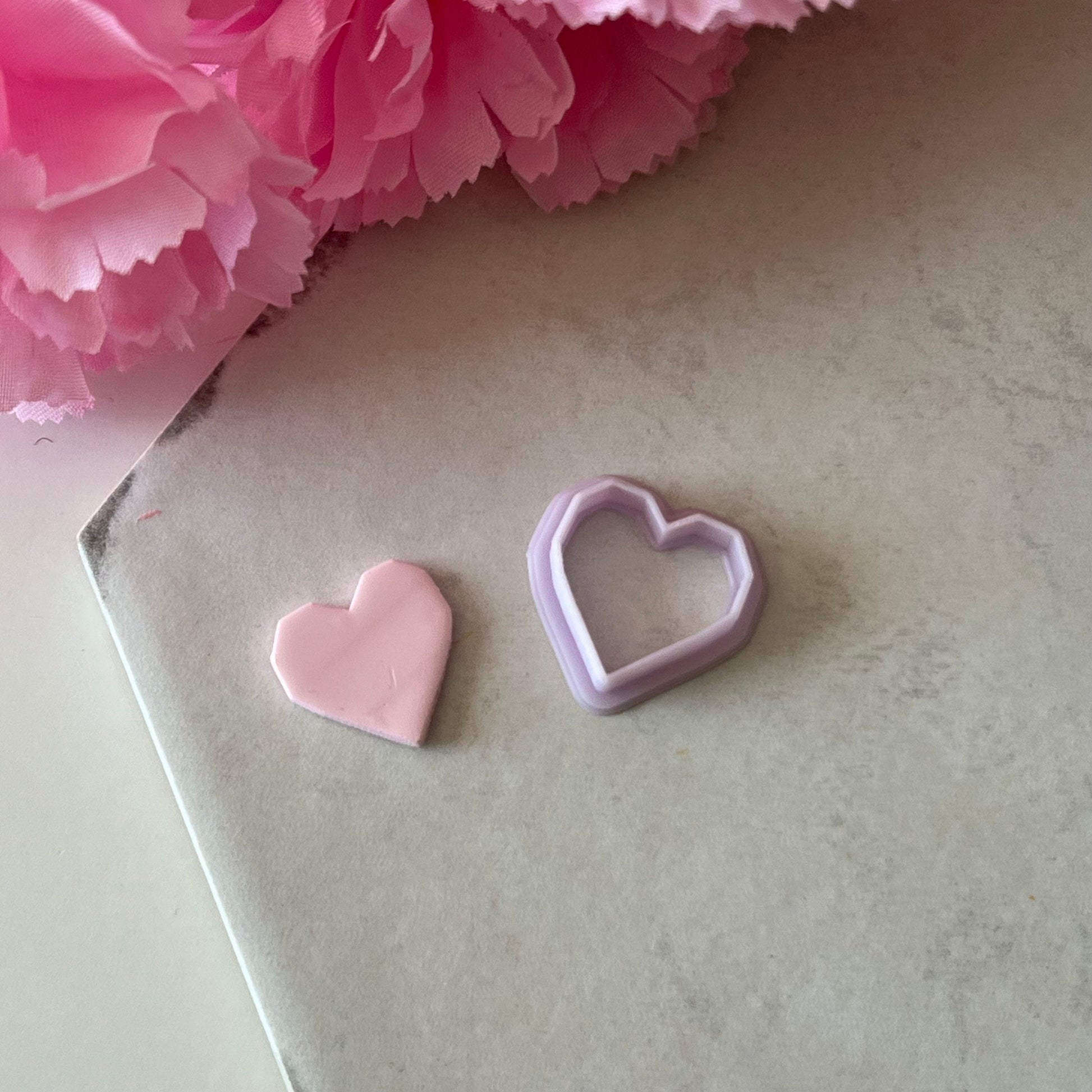 Geometric Heart Cutter | 0.75"-1.25" | Polymer Clay Cutter Earrings Valentines Day