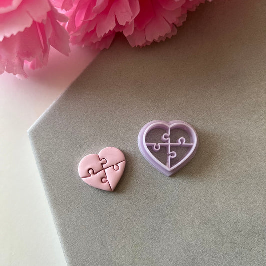 Puzzle Heart Cutter | 0.75"-1.25" | Polymer Clay Cutter Earrings Valentines Day