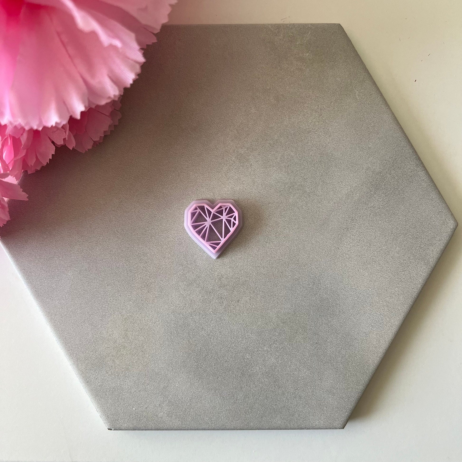 Embossed Geometric Heart Cutter | 0.75"-1.25" | Polymer Clay Cutter Earrings Valentines Day