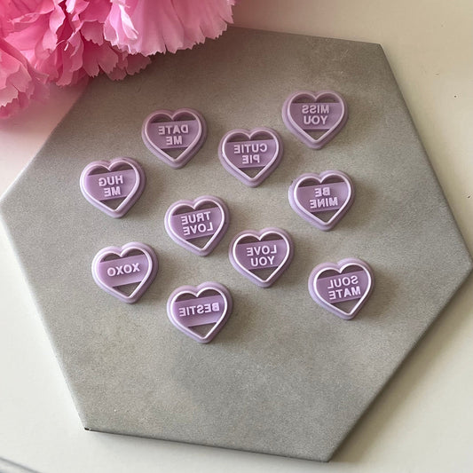 Conversation Hearts Cutters Set | 0.75"-1.25" | Polymer Clay Cutter Earrings Valentines Day