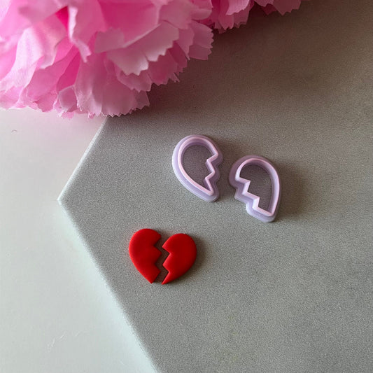 Broken Heart Cutter | 0.75"-1.25" | Polymer Clay Cutter Earrings Valentines Day