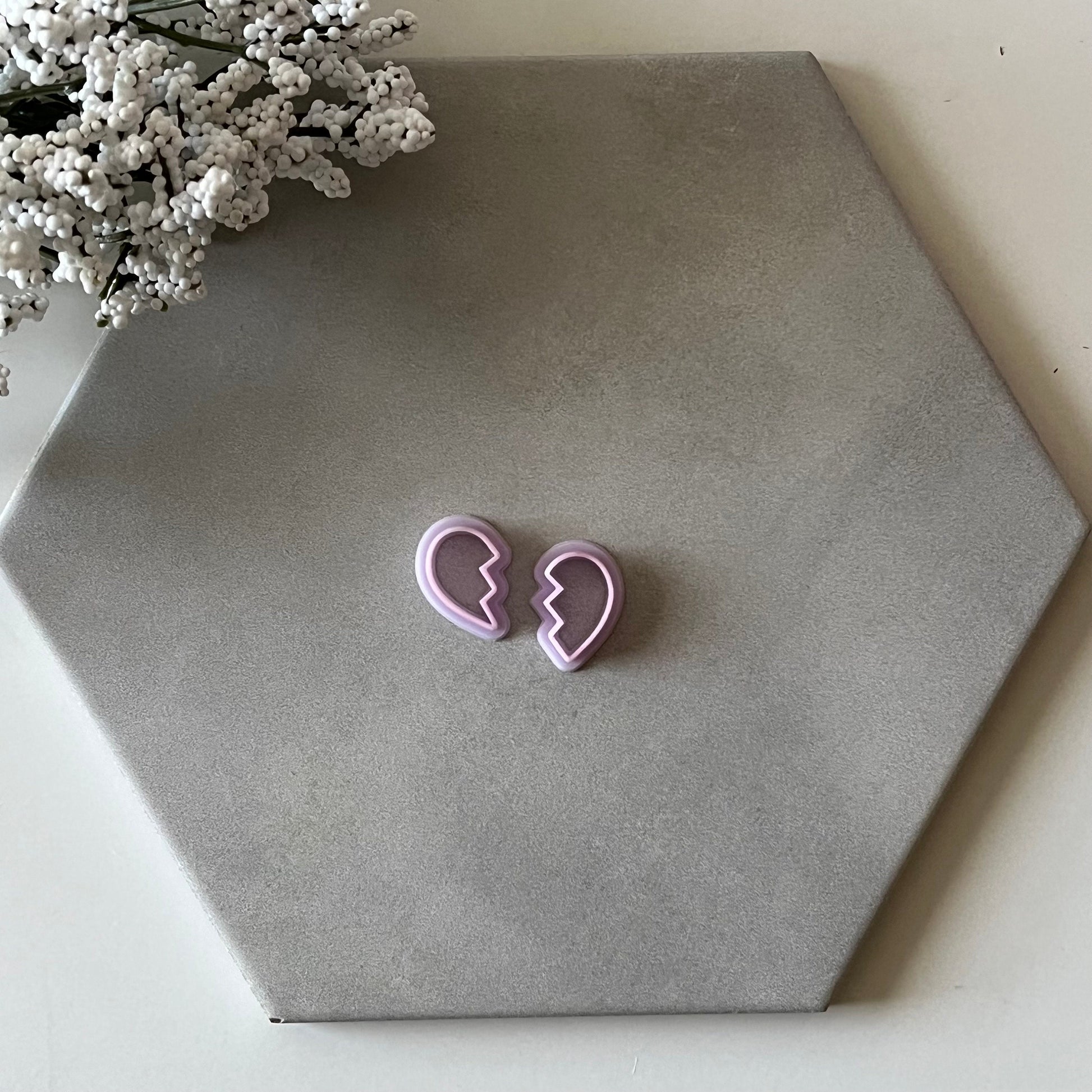 Broken Heart Cutter | 0.75"-1.25" | Polymer Clay Cutter Earrings Valentines Day