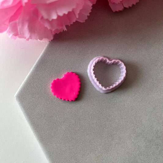 Scalloped Heart Cutter | 0.75"-1.25" | Polymer Clay Cutter Earrings Valentines Day