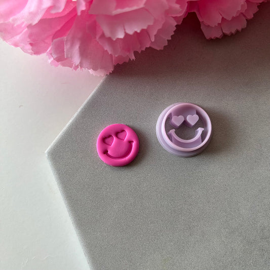 Heart Smiley Face Cutter | 0.75"-1.25" | Polymer Clay Cutter Earrings Valentines Day