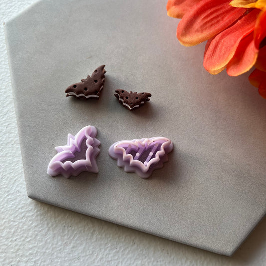 Bat Ice Cream Sandwich Cutter (set) | 0.75"-1.25" | Fall Polymer Clay Autumn Clay Cutters Fall Scary Halloween Earrings