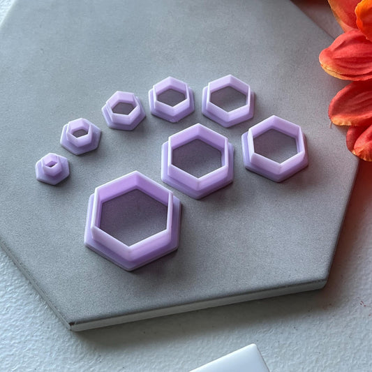 Hexagon Cutter Set | 0.25"-1.25" | Polymer Clay Cutter Earrings