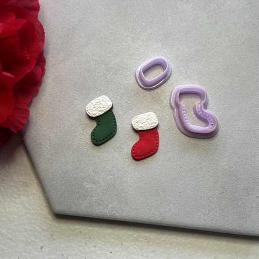 Stocking (set) | 0.75"-1.25" | Winter Polymer Clay Holiday Christmas Earrings Autumn Clay Cutters