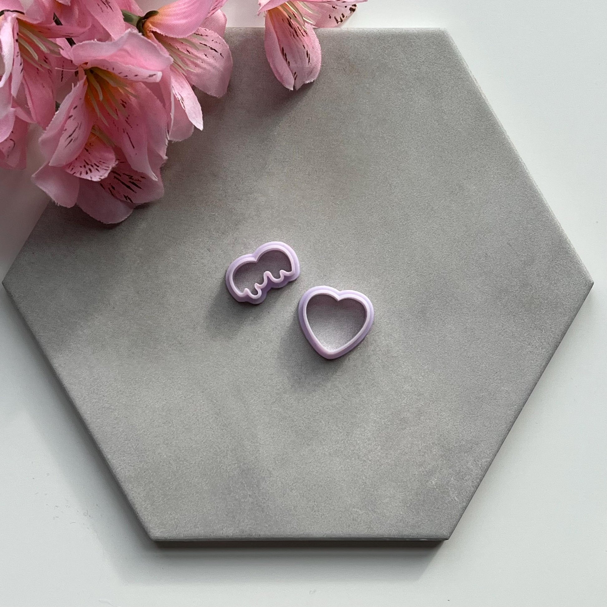 Drip Heart Set | 0.75"-1.25" | Polymer Clay Cutter Earrings Valentines Day
