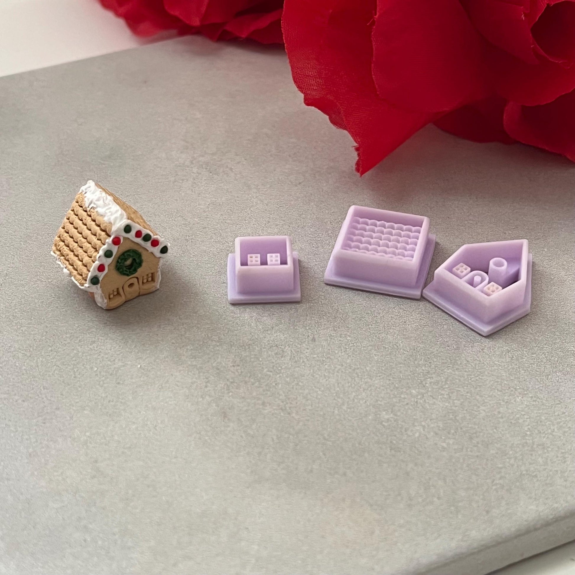 3D Gingerbread House Cutter (set) | 0.75"-1.25" | Winter Polymer Clay Holiday Christmas Earrings