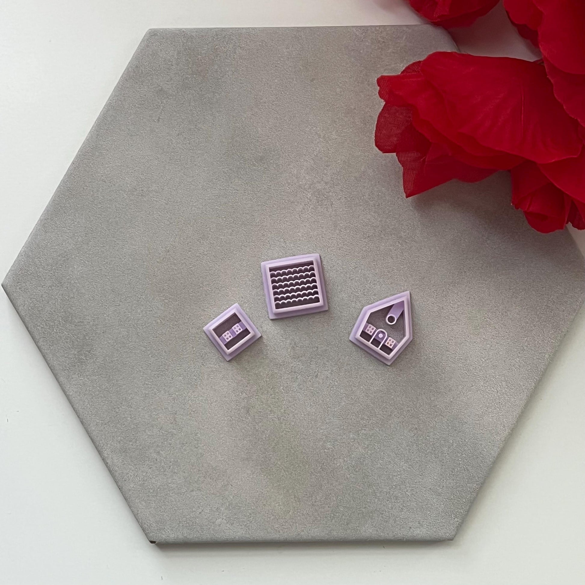 3D Gingerbread House Cutter (set) | 0.75"-1.25" | Winter Polymer Clay Holiday Christmas Earrings