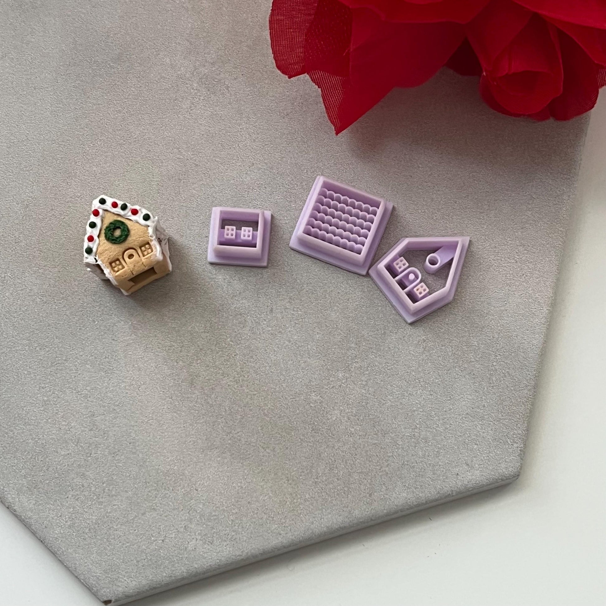 3D Gingerbread House Cutter (set) | 0.75"-1.25" | Winter Polymer Clay Holiday Christmas Earrings