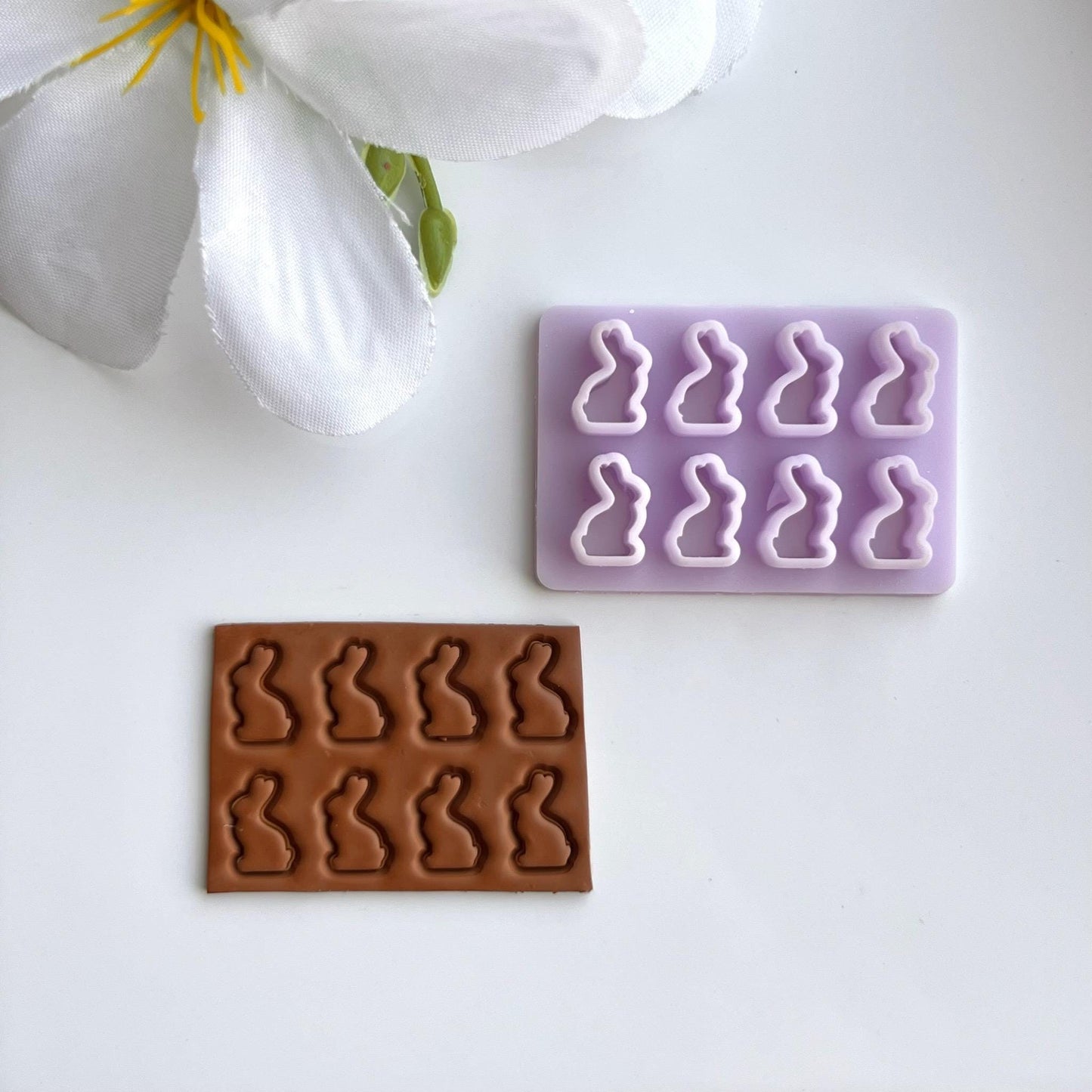 Chocolate Bunny Cluster Cutter | Polymer Clay Cutter Earrings Easter Spring Stud